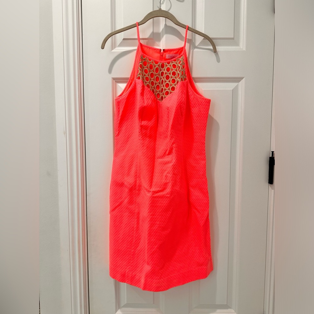Coral & orange with gold beautiful Lilly piece
